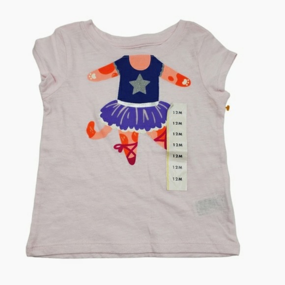 Girls Cat & Jack Tee Bundle Size 12M Ballet Cat Shooting Star Pink Purple - Picture 2 of 6